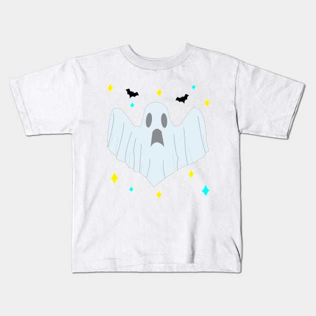 ghost and bats in halloween party costume Kids T-Shirt by presstex.ua@gmail.com